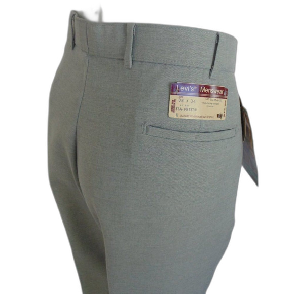 new LEVI'S Action Slacks, 38x34, Light Gray, 1984 Vintage, Sta-prest Clasp waist - Picture 7 of 15